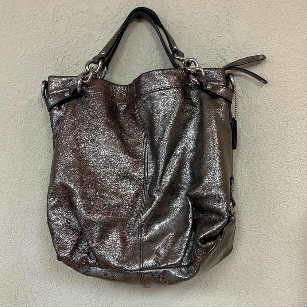 Coach womans bucket Brooke pewter handbag
